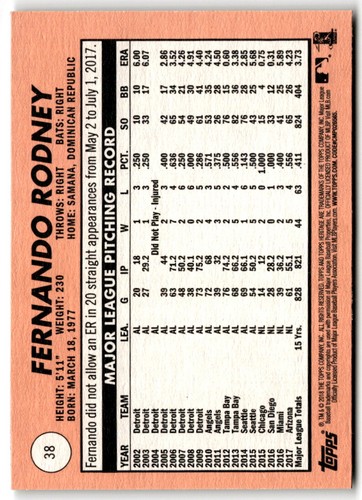 Fernando Rodney 2018 Topps Heritage #38 - Imagen 2 de 2