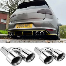 For VW Golf R GTI 2.5" to 4" Dual Exhaust Quad Tips Double Wall Stainless Steel