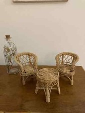 29 ⚜️ Mobilier De Poupée En Osier Salon Table Avec Deux Chaises