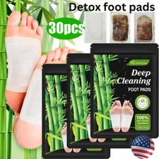 30Pcs Foot Detox Patches Pads Toxins Deep Cleansing Herbal Organic Slimming Pad