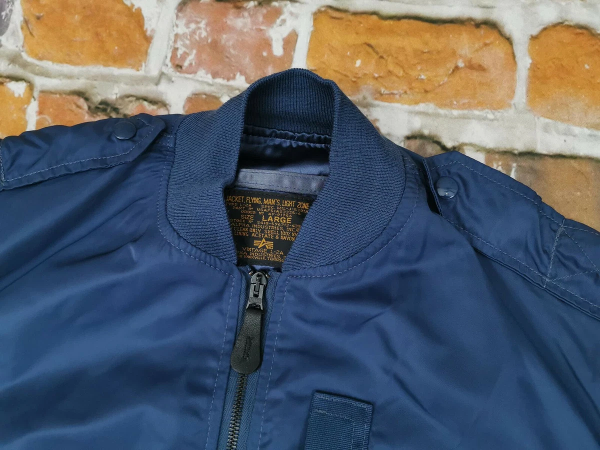 Alpha Industries Bomber USA Jacket Type L-2A Air Force MA-1 Blue Size: L Mint