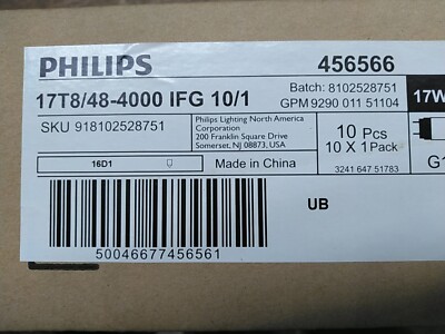 (Case of 10) Philips 17T8/48-4000 LED Bulbs 48'' for with-Ballast Fixtures
