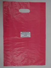200 Qty. 12" x 3" x 18" Pink High-Density Plastic Merchandise Bag w /  Handle