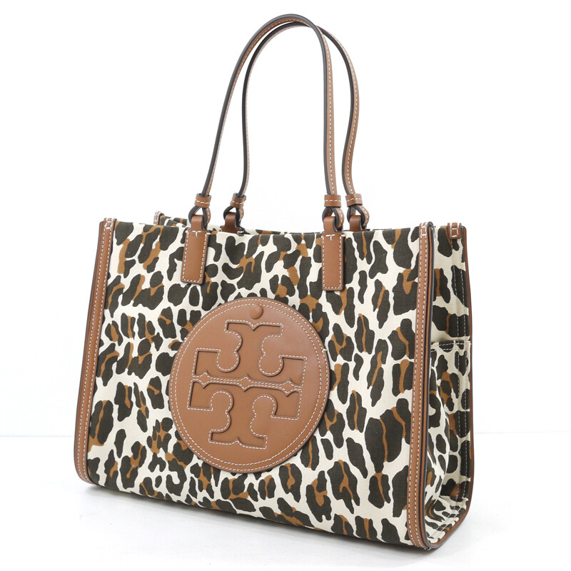 Tory Burch Tree Birch Leopard Print Canvas Tote Bag Brown Etc. F122 | eBay