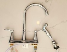 Tuscany Double Handle Hi-Arc Kitchen Faucet 45 Hole Side Spray No Box