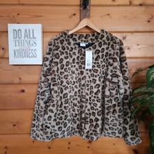 New Directions NWT Night Blooms Faux Fur Leopard Print Jacket Coat Pockets Sz XL