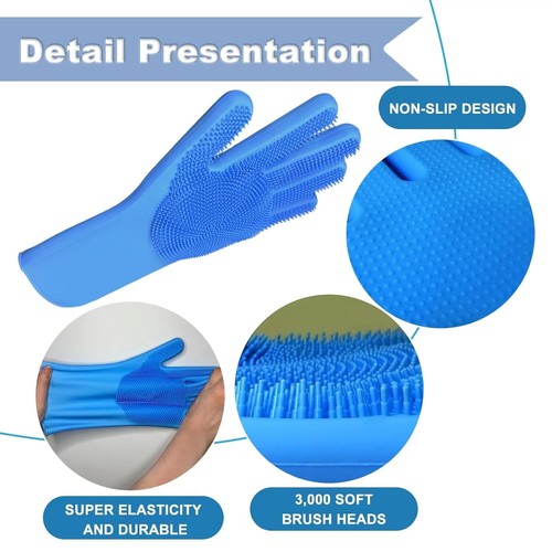 2Pcs Dog Washing Gloves and Dog Bath Brush, 2-In-1 Pet Shower Set | Suitable for - Picture 2 of 2