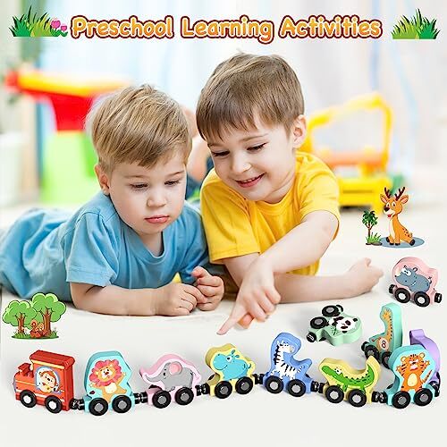 Toys for Toddlers, 11 Magnetic Woodens Train Set, Montessori Toys for Animal - Picture 7 of 8