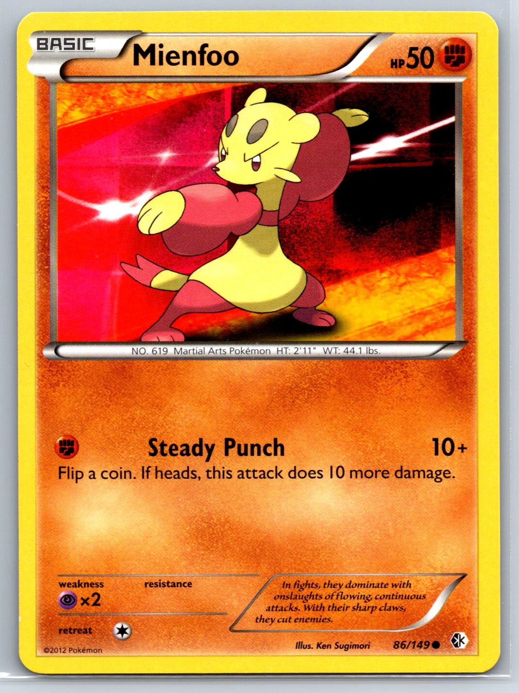 Mienfoo - BW Boundaries Crossed 86/149 Black White Pokemon Card NM