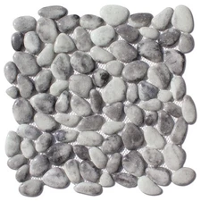 Intrend Tile GP022-E 12 x 12 x 0.37 Gray Gloss Finish Pebble Glass Mosaic Tile
