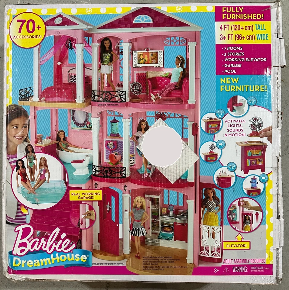 Barbie Mattel 3 pisos rosa amueblado muñeca casa de pueblo casa de ensueño 4 pies - caja usada Foto 3 de 4