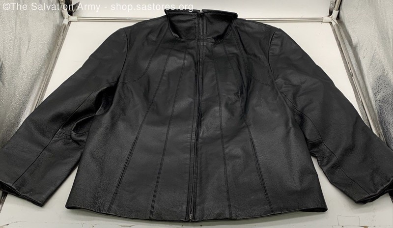East 5th Women's Black Genuine Leather Long Sleeve Full-Zip Jacket Size XL
