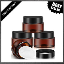 Amber Glass Jars with Lids, 1 oz Travel Storage Containers, Leakproof