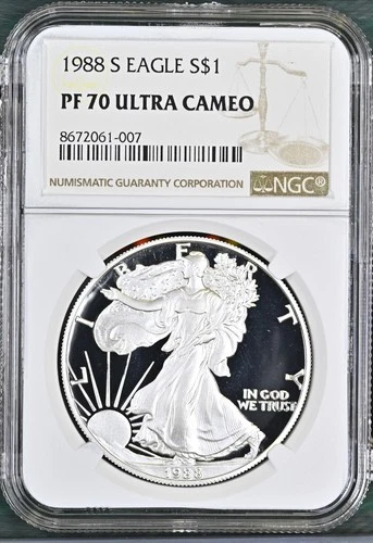 1988 S Proof Silver Eagle NGC PF-70 ULTRA CAMEO -007