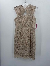 Pre-Owned Adrianna Papell Tan Size 4 Knee Length Short Sleeve Dress