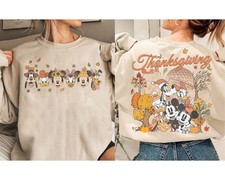 Vintage 2-Sided Disney Mickey And Friends Thanksgiving Tshirt, Unisex Tee 82899