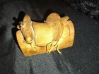 Vintage hand carved wooden horse saddle 4.5 in" — photo 1