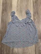 Vintage Blue Floral Soprano Top Made in USA Women's Small