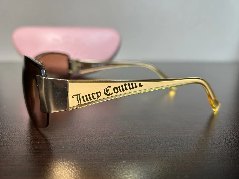 Gafas de sol vintage Y2K Juicy Couture tonos de alta costura dorado y marrón escudo Foto 3 de 4