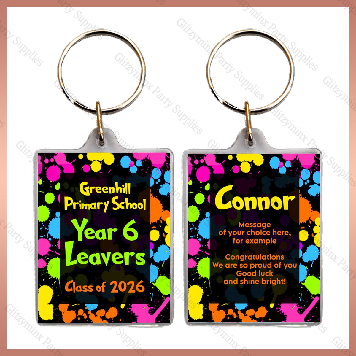 Personalised SCHOOL LEAVERS KEYRING Party Favour Name Gift Year 6 Class ...
