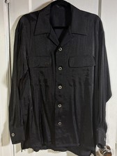 1950's Style Flap pocket Rockabilly Black Shinny LG / XL  Elvis Shirt
