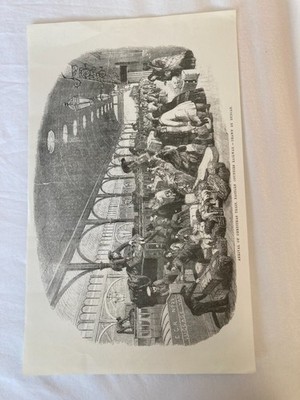 Ankunft des Weihnachtszuges, Eastern Counties Railway. London 1847 Druck