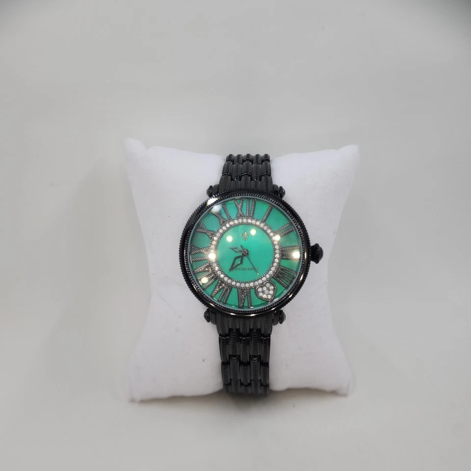Reloj Judith Ripka Londres Acero Inoxidable Negro, Verde Grande Foto 4 de 4
