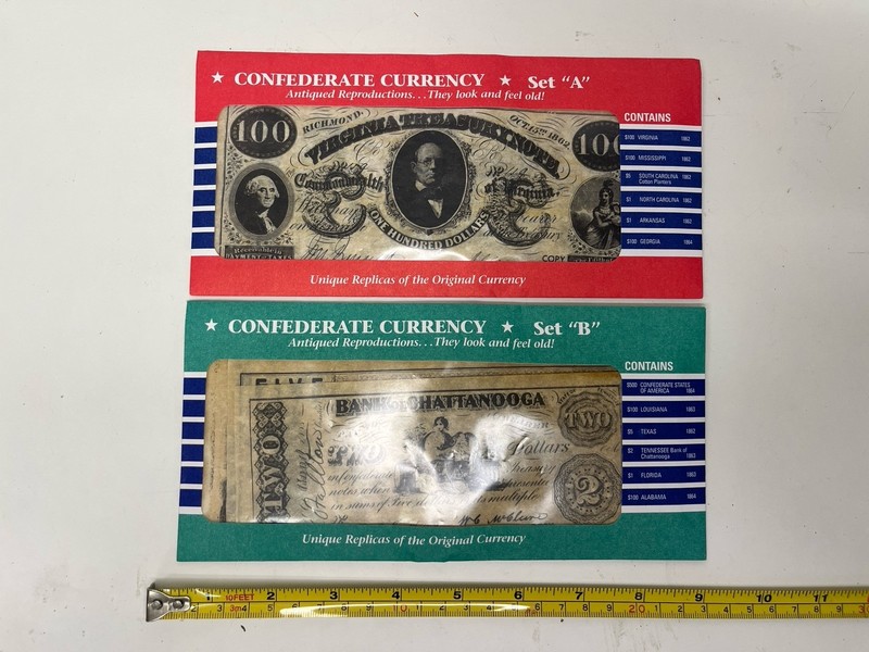 Vintage 1995 Reproduction Confederate Currency Set A and B Paper Money