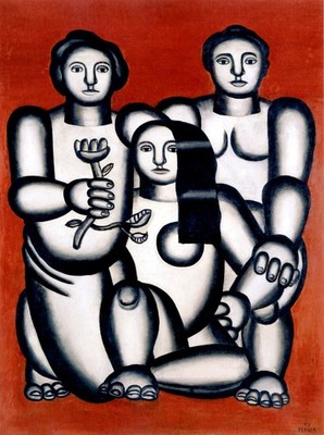 078 Fernand Léger - Three women on a red background 1927 - Giclée Fine Art