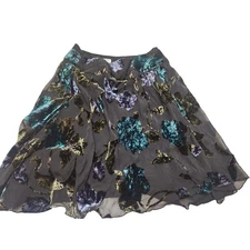 Allison Taylor Petite Velvet Floral Burnout Skirt Midi Sheer