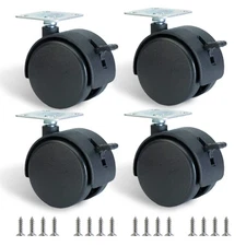 2 Inch Furniture Caster Wheels 4pcs Swivel Plastic Rollers with Locks Stainless