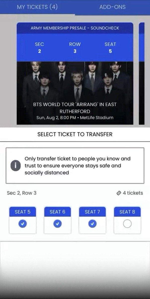 BTS VIP CONCERT ticket on the 1st & 2nd August for EAST RUTHERFORD