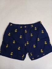 Chubbies Men's Shorts Size XLarge 5.5" Elastic Waist Navy Blue Anchor Embroidere