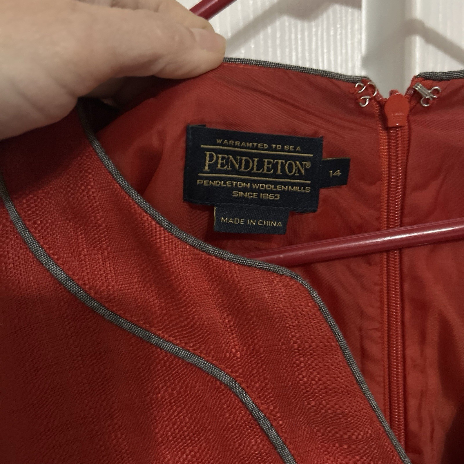 Pendleton Red-Orange Lora V-neck Shift Dress Size… - image 3