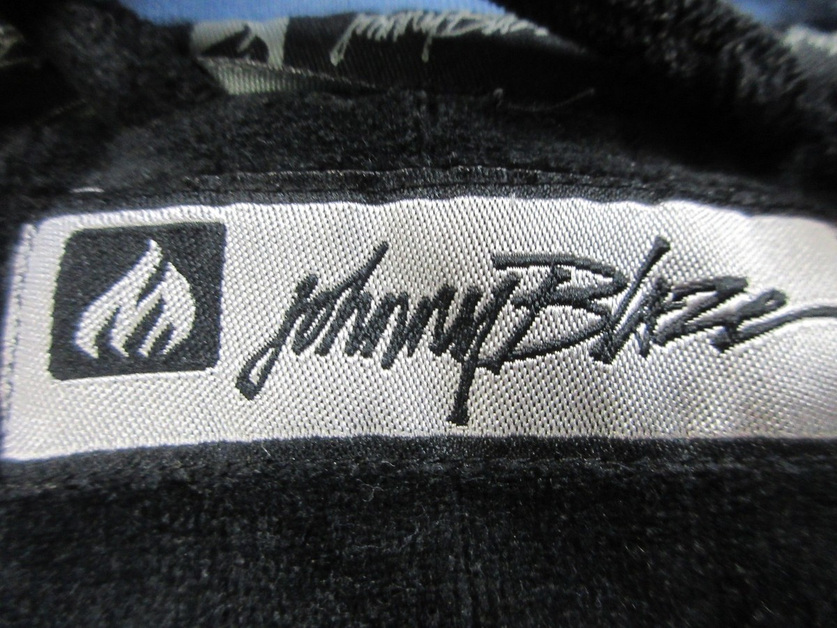 VTG Johnny Blaze Hoodie Mens Large Black Blue Velour Zip