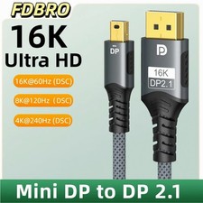 16K Mini DP to DisplayPort Cable DP2.1 Bidirectional 16K 60Hz 8K 120Hz