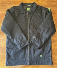John Deere Black Canvas Tractor Jacket Youth XL 14-16 Quilted Lining