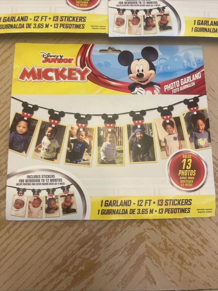 3 упаковки Disney Junior Mickey фото Garland 12 футов 13 наклейки новый запечатанный - Изображение 2 из 4