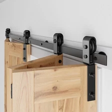 SMARTSTANDARD 5.7ft/68 Bi-Folding Sliding Barn Door Hardware Kit, No Doors
