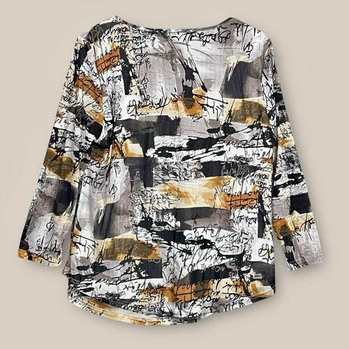Calessa Womens Art to Wear Cowl Neck Mesh Layered Top Size L Abstract Bohemian - Picture 3 of 8