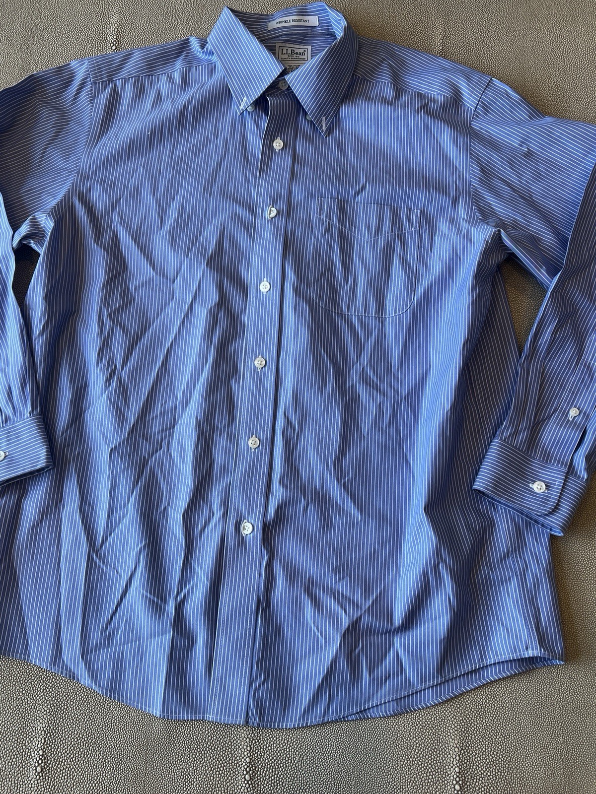 L L BEAN BLUE & WHITE STRIPED BUTTON DOWNLONG SLE… - image 1