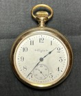Antique Elgin Pocket Watch Running C. 1900 14k Gold Plate 52.5mm Engraved Case