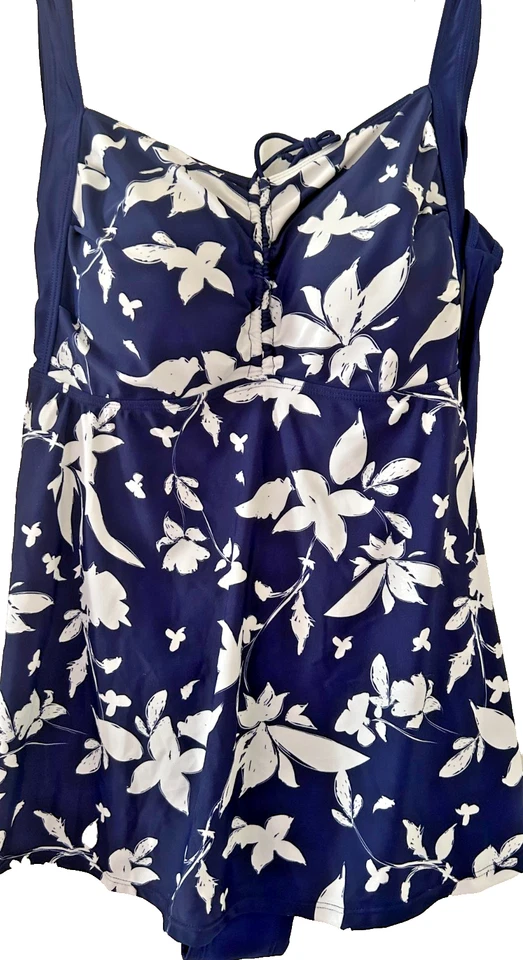 Traje de baño de una pieza para mujer talla XL/XXL azul estampado control abdomen traje de baño  Foto 2 de 4