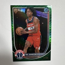 2025 Bowman Chrome Green Refractor Tre Johnson III Rookie #BCV-6 Wizards /99