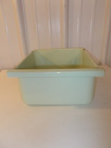 Vintage GREEN Enamel Refrigerator Drawer Pan Farmhouse Country