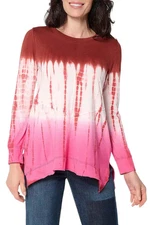 LOGO by Lori Goldstein Women's Long Sleeve Tie Dye Top Blossom