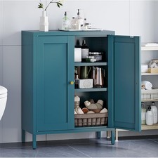 31.5" H Metal Bathroom Floor Cabinet Storage Cupboard With 2 Adjustable Shelves