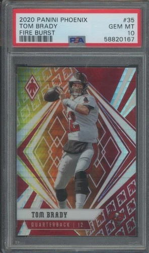 2020 Panini Phoenix Football Tom Brady #35 Fire Burst PSA 10