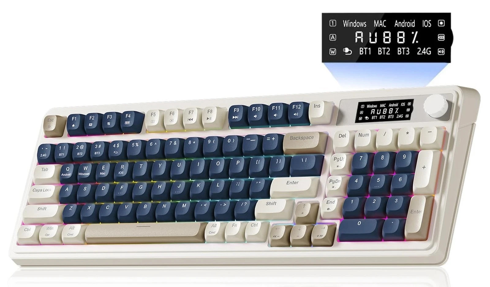 AULA S99 Pro Wireless Keyboard, Gaming Keyboards Media Knob Custom RGB Backli...