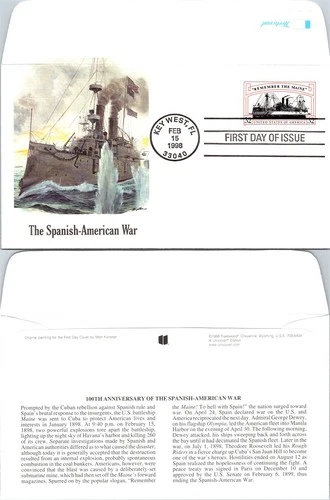 S08-1109, THE SPANISH-AMERICAN WAR, FLEETWOOD FIRST DAY COVER